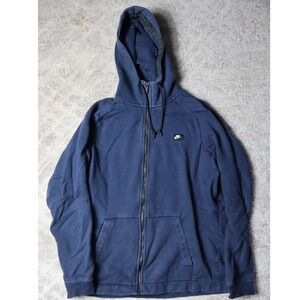 Nike Mens Full Zip Hoodie Navy Blue Athletic Casual Comfort Size L